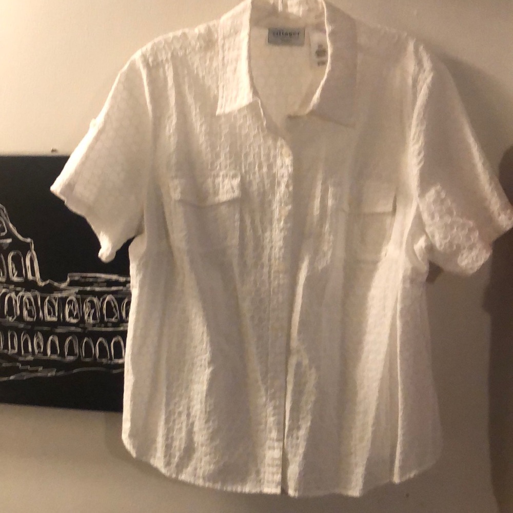 Stylish Villager Stylish White Eyelet Short Sleeve Top